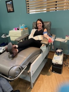 Amanda donating blood